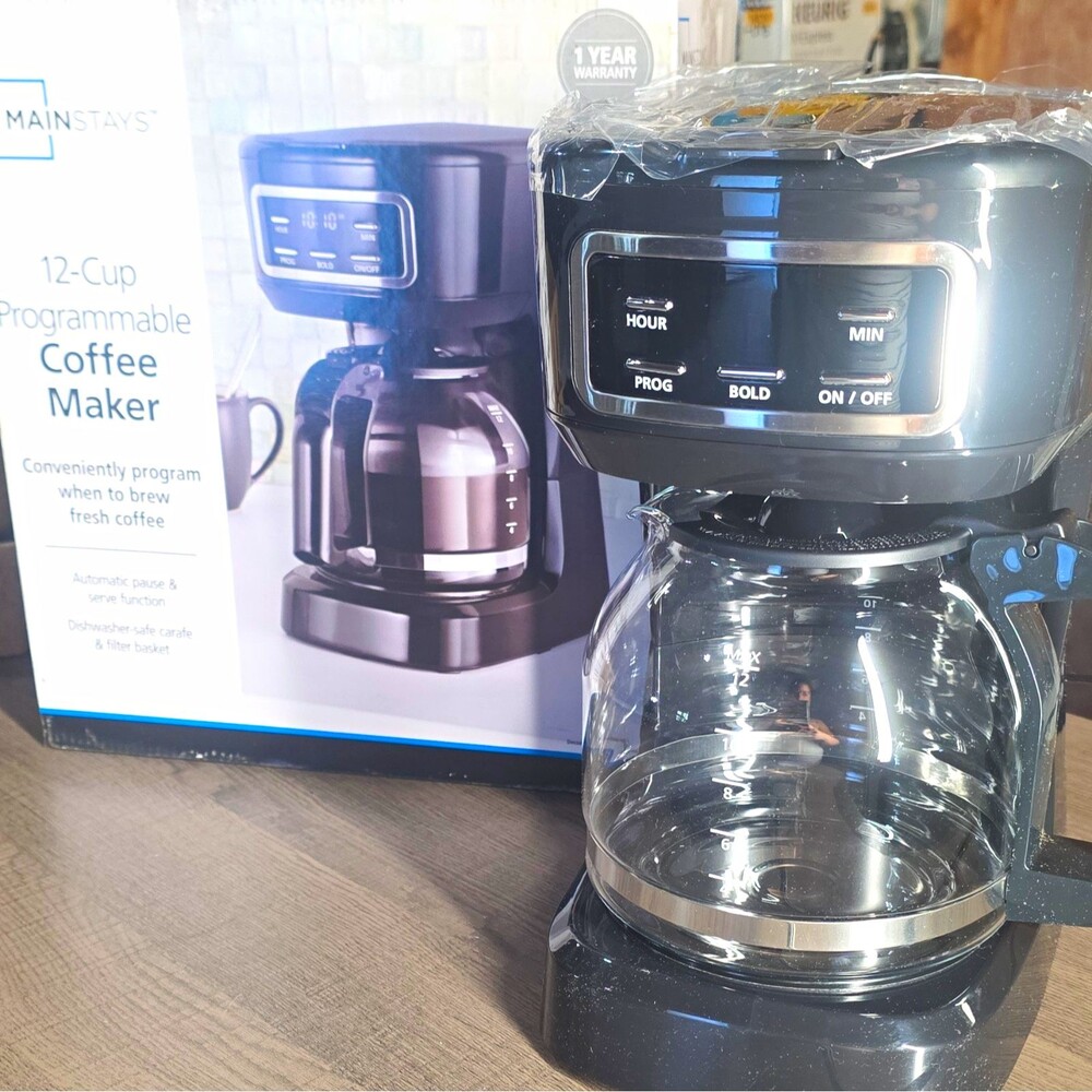Mainstays 12-Cup Programmable Drip Coffee Maker Digital Auto Shut-Off Black